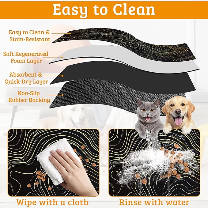 Dog Bowl Mat, Abstract Map Pet Feeding Mat - Image 5