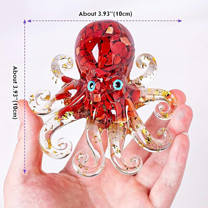 Natural Crystal Red Jasper Gravel Octopus Resin Marine Animals Fish Tank - Image 2