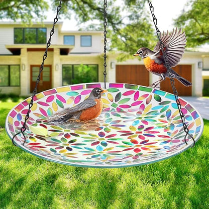 VCUTEKA Hanging Bird Bath, Glass Mosaic Bird Baths - Image 5