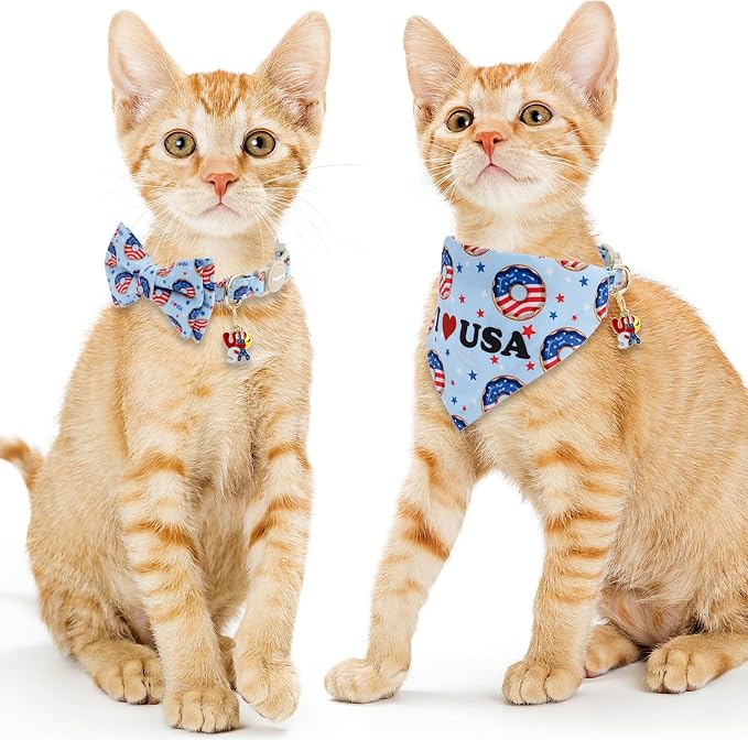 Faygarsle 2 Pack Patriotic Cat Collar Set - Image 7
