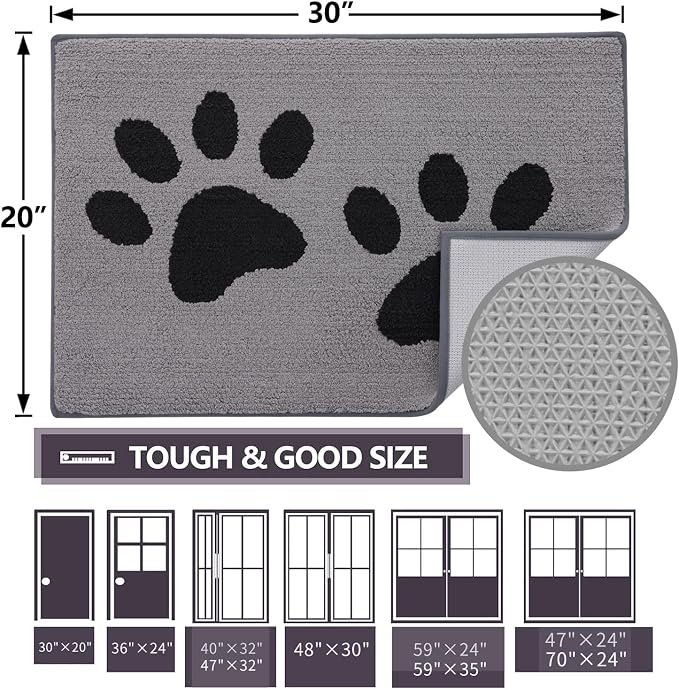 Buganda Dog Door Mat for Muddy Paws, Absorbent Dirt Trapper Washable Indoor - Image 2