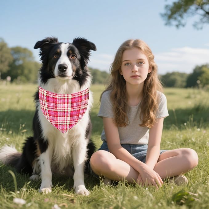30 Pack Large Plaid Dog Bandanas Stitch Dog Bandana Bulk Reversible Print One - Image 5