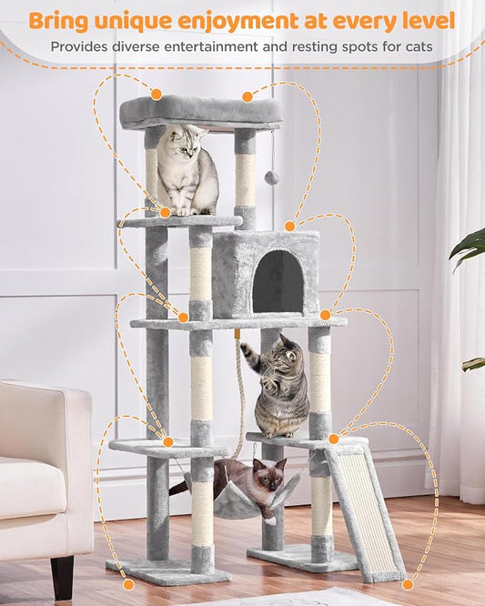 Yaheetech Cat Tree Cat Tower, 63in Multi-Level Kitten Tree - Image 2