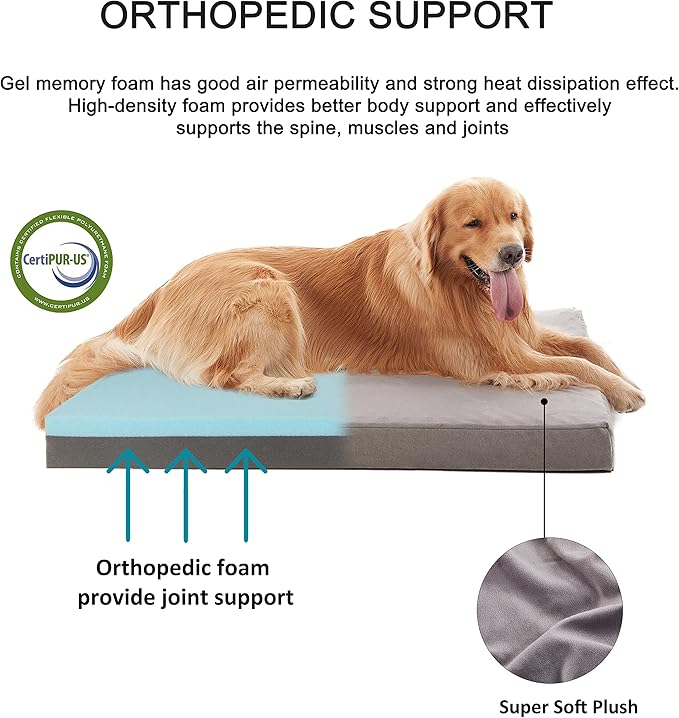 Orthopedic Memory Foam Bed for Large Dogs, Waterproof Cooling Pet Mats for Crate - Image 3