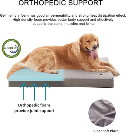 Orthopedic Memory Foam Bed for Large Dogs, Waterproof Cooling Pet Mats for Crate - Image 3