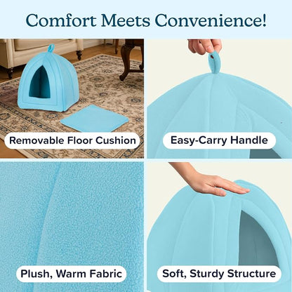 Cat House Indoor Cat Bed with Removable Foam Cushion, Plush Cat Tent Bed - Image 3