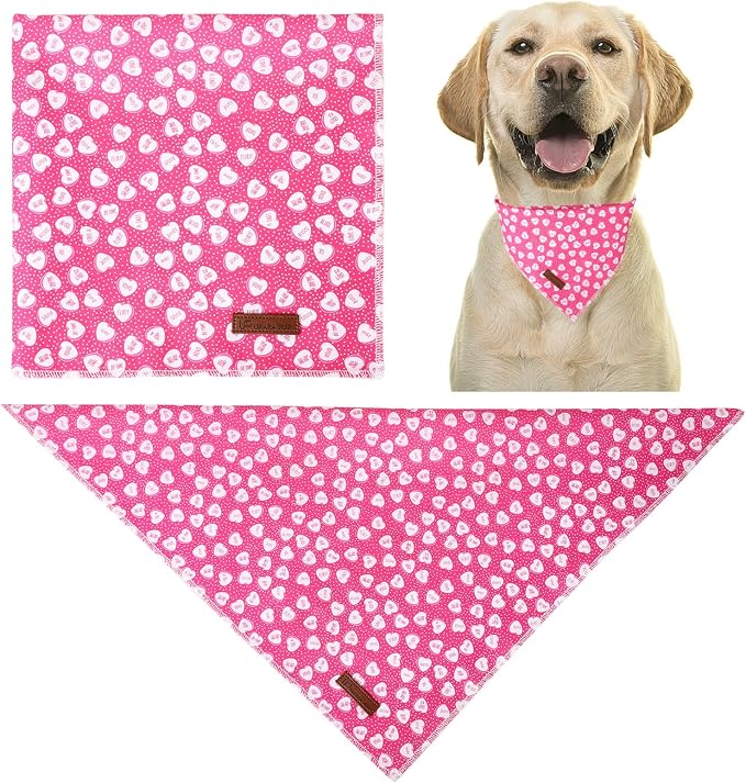 Valentine Dog Bandana, Cotton Pet Kerchief - Image 2