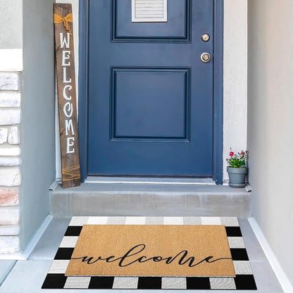 Tinideya 2 Pcs Door Mat Welcome Non Slip Coir Mats Floor Layering Doormats - Image 6