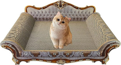 Luxury Cardboard Cat Scratcher Sofa Bed, Couch Shaped Cat Scratching Board by INRLKIT