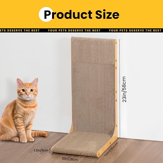 Cardboard Cat Scratcher, 23 Inch L Shape Scratch Pad Wall Mounted, Vertical - Image 2