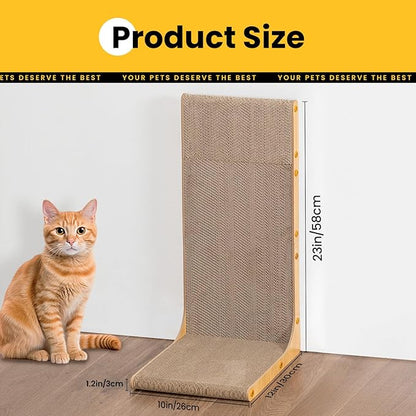 Cardboard Cat Scratcher, 23 Inch L Shape Scratch Pad Wall Mounted, Vertical - Image 2