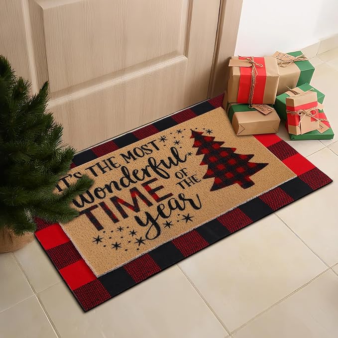 Tinideya 2 Pcs Door Mat Welcome Non Slip Coir Mats Floor Layering Doormats - Image 4