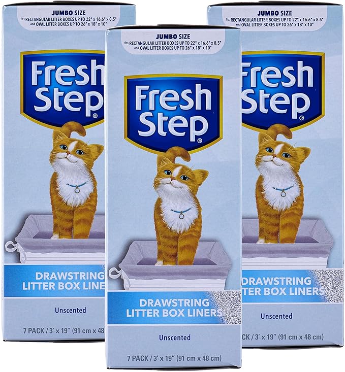 Fresh Step Jumbo Drawstring Cat Litter Box Liners, Unscented Heavy Duty Kitty by FreshStep