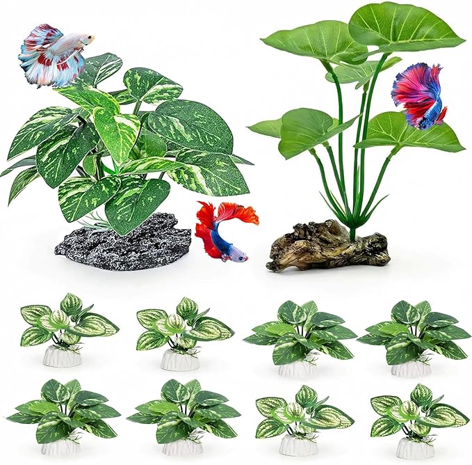 10 PCS Aquarium Decorations Silk Aquarium Plants Betta Fish Tank Decor by UreverFins