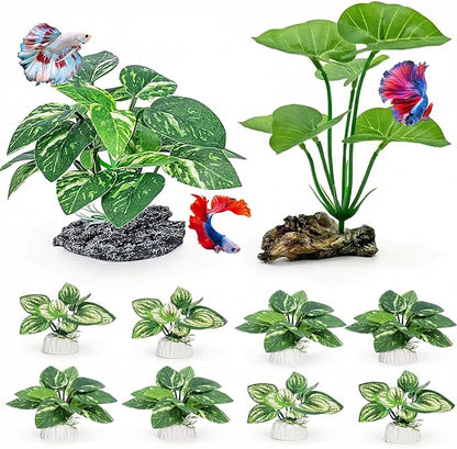 10 PCS Aquarium Decorations Silk Aquarium Plants Betta Fish Tank Decor by UreverFins
