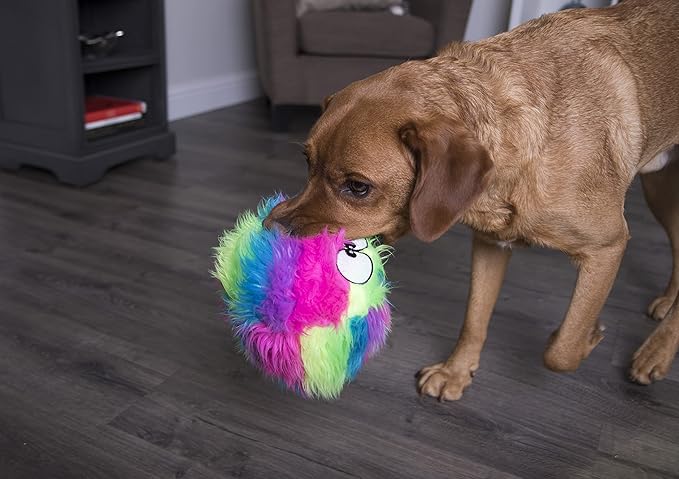 goDog Furballz Squeaky Plush Ball Dog Toy, Chew Guard Technology - Image 5