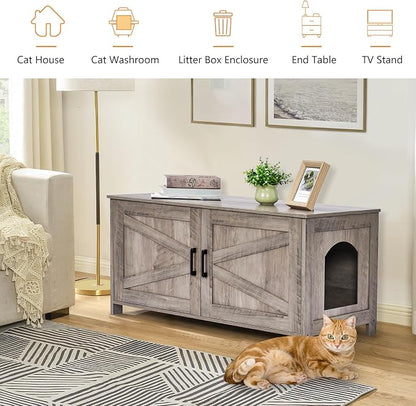 Homhedy 39.4" L Cat Litter Box Enclosure, Pet House - Image 5