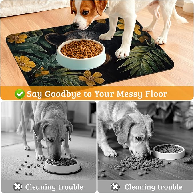 Brown Bear Dog Food Mat, Forest Absorbent Pet Feeding Mat - Image 4