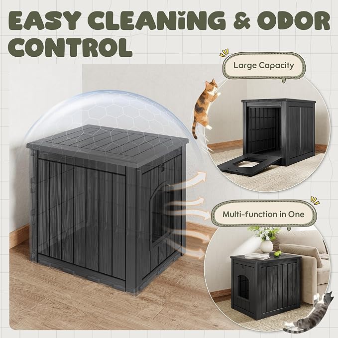 Cat Litter Box Enclosure, Plastic Hidden Litter Box Side Table - Image 6
