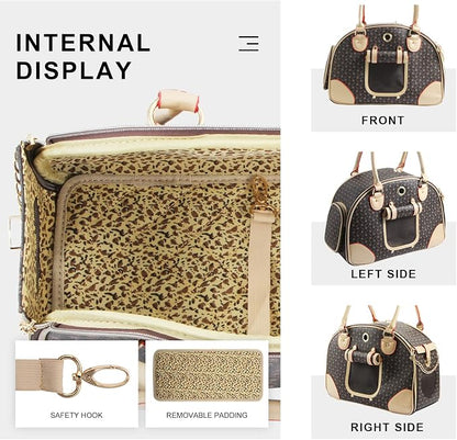 Fashion Dog Carrier PU Leather Dog Handbag Dog Purse Cat Tote Bag Pet Cat Dog - Image 4
