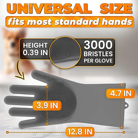 Cat & Dog Washing Gloves for Bathing – 2-in-1 Design Dog Scrubbing Gloves for - Image 2