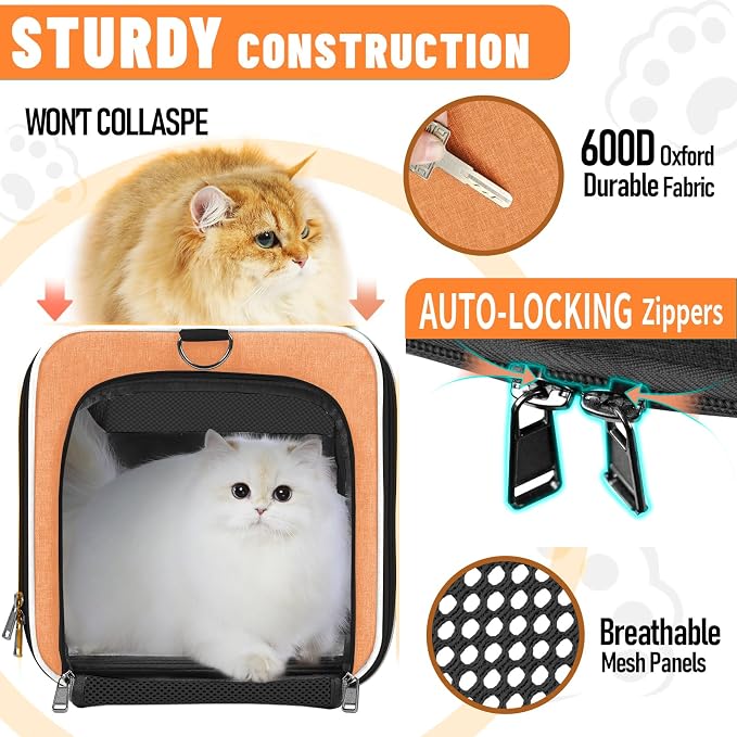 Large Cat Carry Bag, Soft Shell Shih-Tzu Pet Transport Crate, Big Bunny Rabbit - Image 2