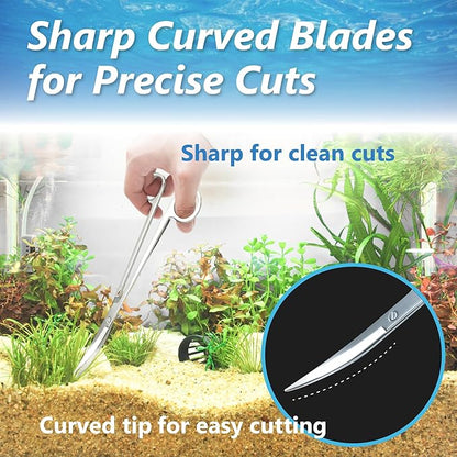 3-Piece Aquascaping Tools Set – 25cm / 9.8in Straight & Curved Long Tweezers - Image 6