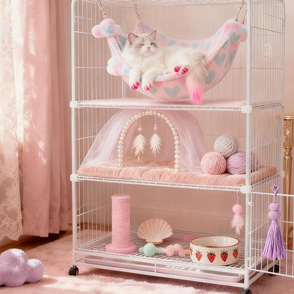Cat Hammock for Cage, Soft Warm Hanging Bed for Kitten, Guinea Pig, Chinchilla - Image 2
