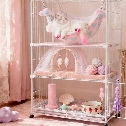 Cat Hammock for Cage, Soft Warm Hanging Bed for Kitten, Guinea Pig, Chinchilla - Image 2