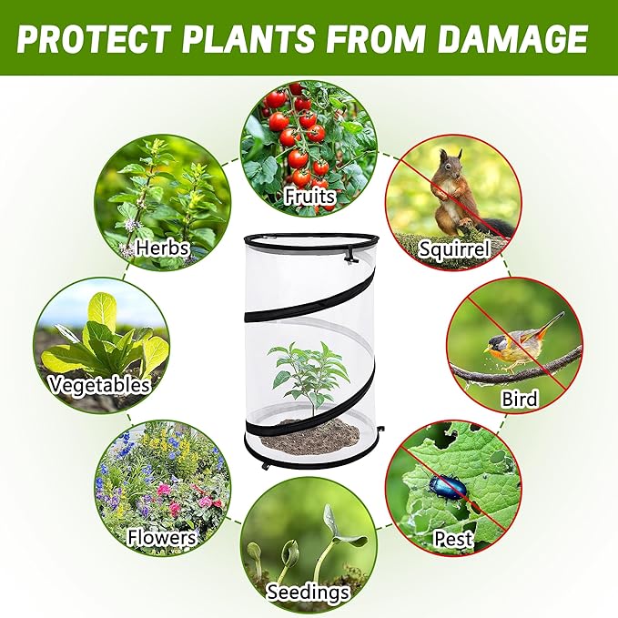 4 Pcs Pop Up Insect Barrier Plant Cover Net, 19.6" x 11.8" Round Foldable Plant - Image 4