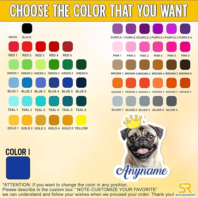 Custom Pet Name Sticker Personalized Text Face Photo Crown King Queen Animal - Image 2
