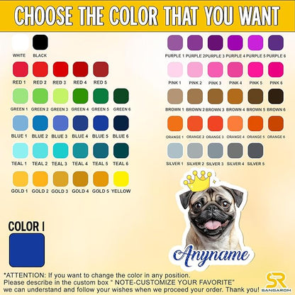 Custom Pet Name Sticker Personalized Text Face Photo Crown King Queen Animal - Image 2