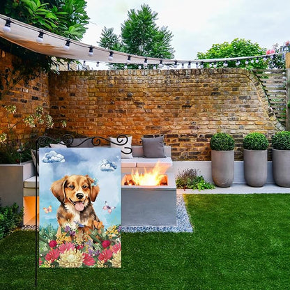 Dog Welcome Garden Flag Welcome Happy Butterfly Dog Animals Outdoor Garden - Image 5