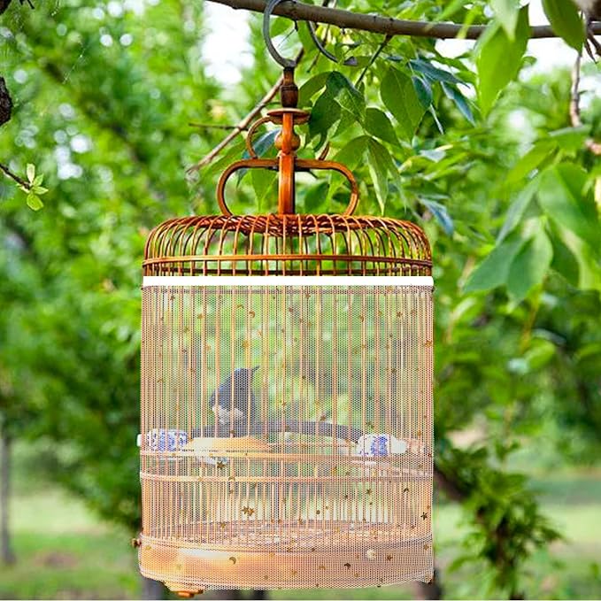 Bird Cage Seed Catcher, 45-90'' Adjustable Bird Cage Cover, Universal Nylon - Image 7