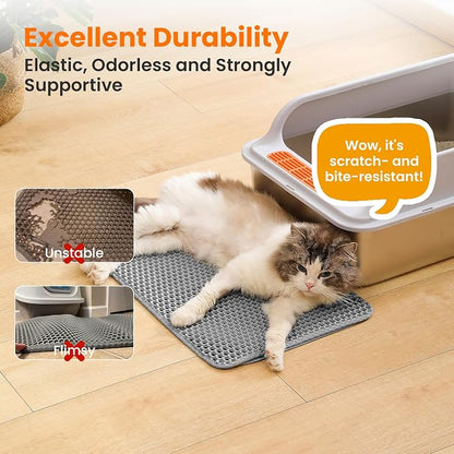 Small Cat Litter Mat, 20x14’’ Double Layer Honeycomb Cat Litter Box Mat - Image 6