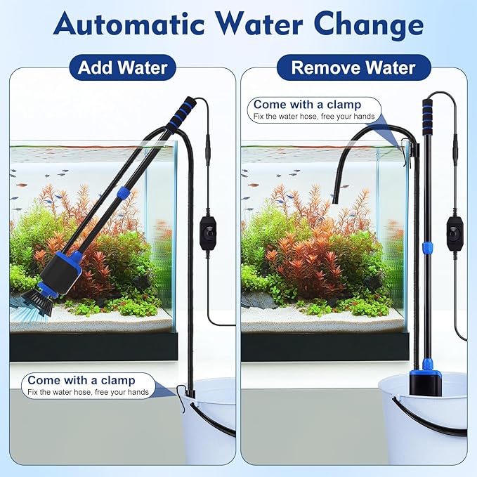 AQQA DC 36W Electric Aquarium Vacuum Gravel Cleaner 6-in-1 Multifunctional Fish - Image 5