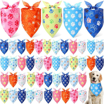 Weewooday 50 Pcs Paw Print Dog Bandanas Bulk by Weewooday