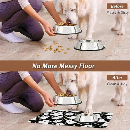 Halloween Pet Feeding Mat, Ghosts Absorbent Quick-Dry Cat Dog Food and Water - Image 5