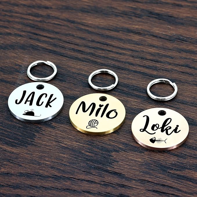 Ultra Joys Cat ID Tag Personalized Pet Tags, Durable Stainless Steel Small Pet - Image 2