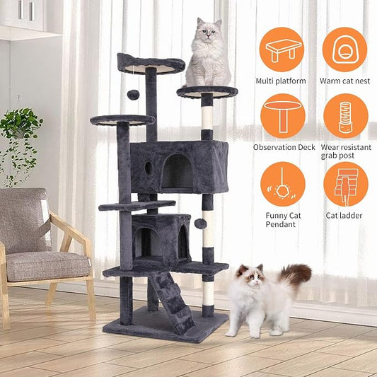 Cat Tree for Indoor Cats, Space Saving Cat Activity Center, Durable Pet Play - Image 2