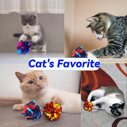 Cat Toys 20 Packs Interactive Crinkle Ball, 2.3 Inch Bright Colors Cat Ball - Image 4