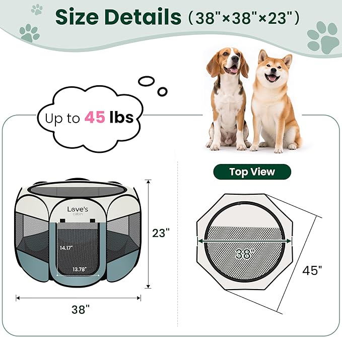 Love's cabin Pet Puppy Dog Playpen, Large Dog Tent Crates Cage Indoor/Outdoor - Image 3
