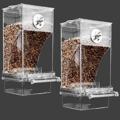 No Mess Bird Feeder for Cage, Automatic No-Spill Transparent Parrot Feeder by chuyouan
