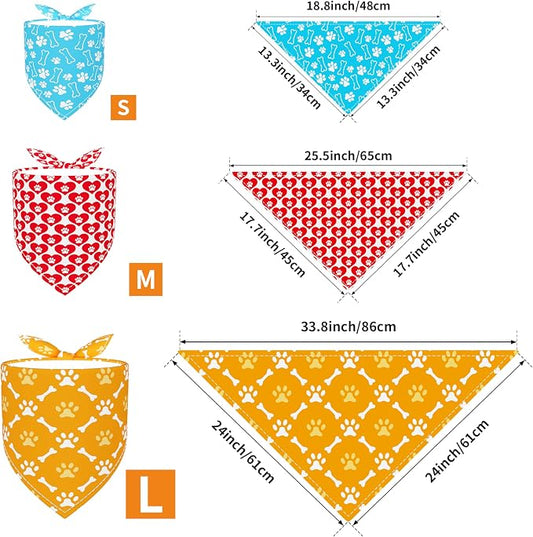 PET SHOW 50 Pack Paw Pattern Big Dog Bandanas Bulk XL Washable Triangle Bibs - Image 2