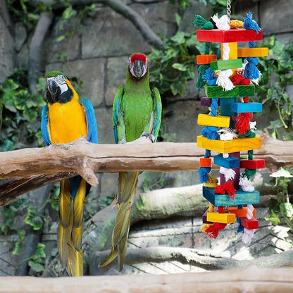 3 Pcs Extra Large Bird Parrot Toy Multicolored Natural Wooden Parrot Cage - Image 6