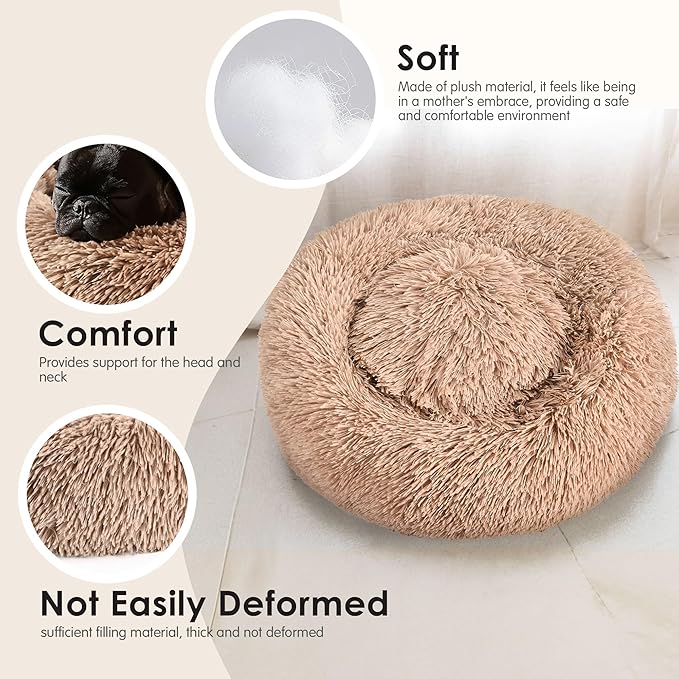 Dogs Bed for Small Dogs, Anti-Anxiety Washable Round Bed - Image 5