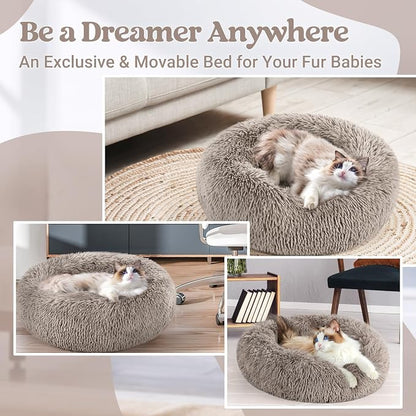 rabbitgoo Cat Beds for Indoor, 20 inches Machine Washable, Fluffy Round Pet Bed - Image 8