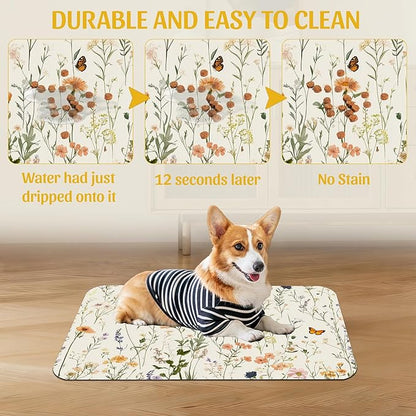 Vintage Wildflowers Herbs Pet Feeding Mat, Absorbent Bowl Pad, Quick Dry - Image 5
