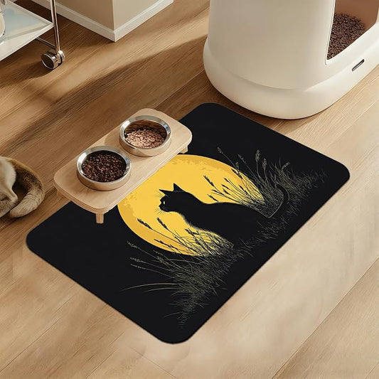 Giner Cat Moon Pet Food Mat for Cats and Dogs–Christmas Stocking Absorbent by LUTASER