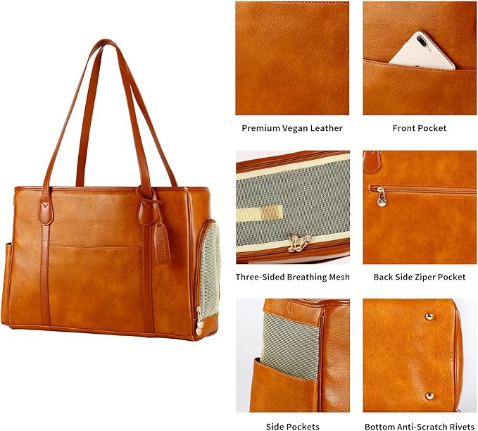 Stylish Dog Purse Carrier, Leather Pet Carrier Bag - Image 4